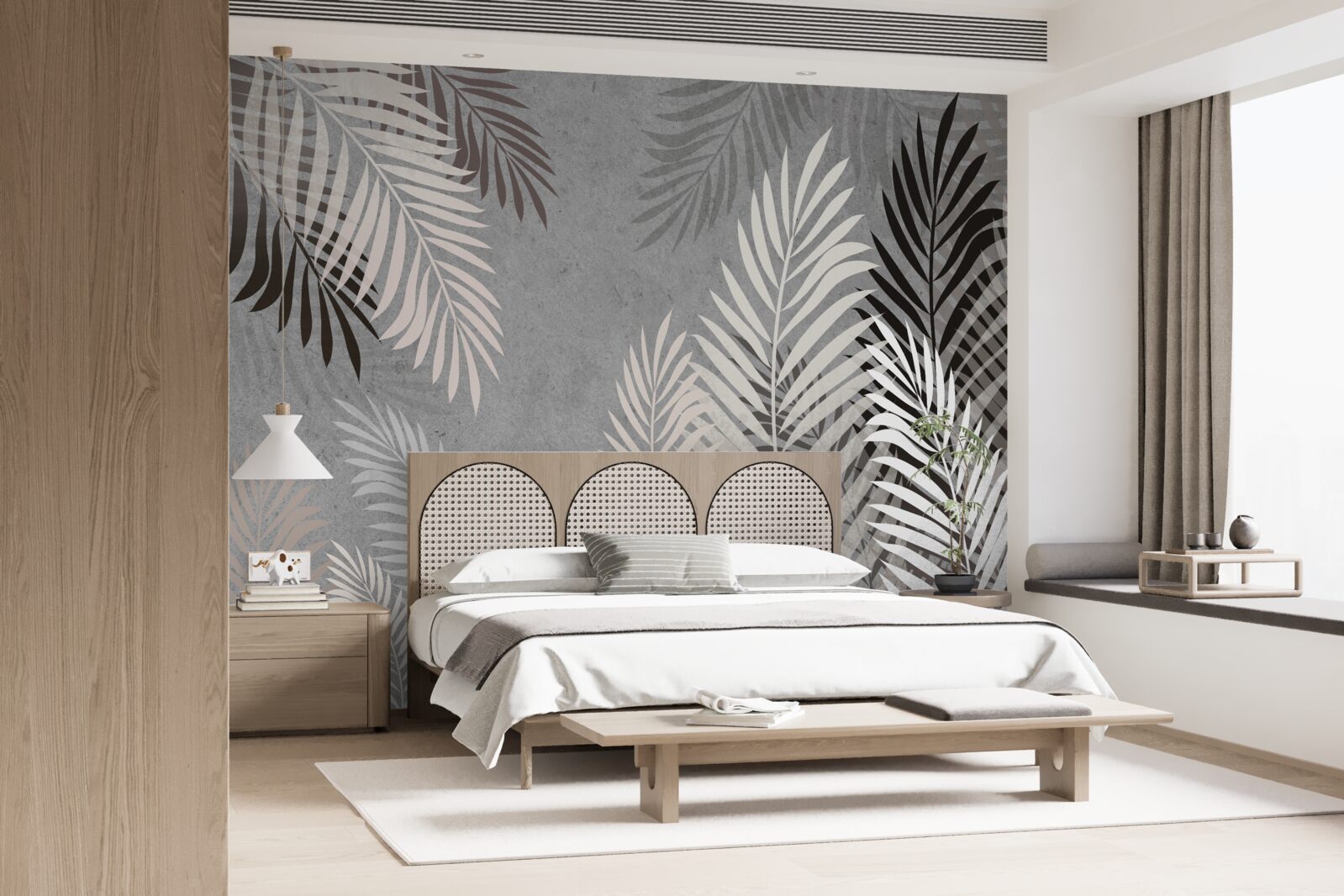 Fototapet frunzele tropicale sunt albe și negre