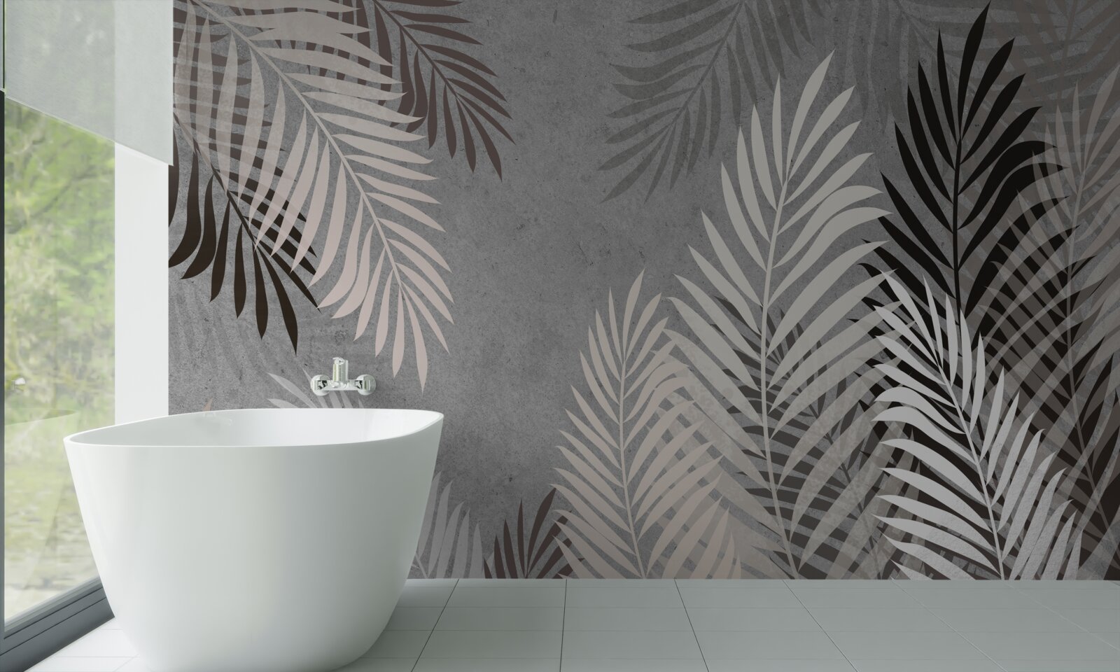 Fototapet frunzele tropicale sunt albe și negre