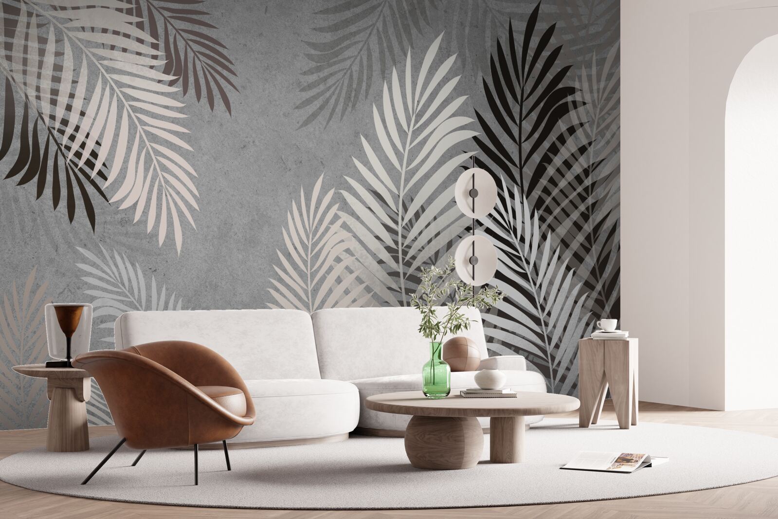 Fototapet frunzele tropicale sunt albe și negre