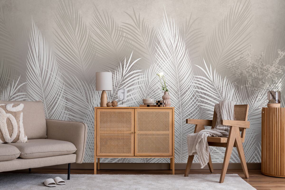 Fototapet frunze dense, albe ca zăpada, pinnate