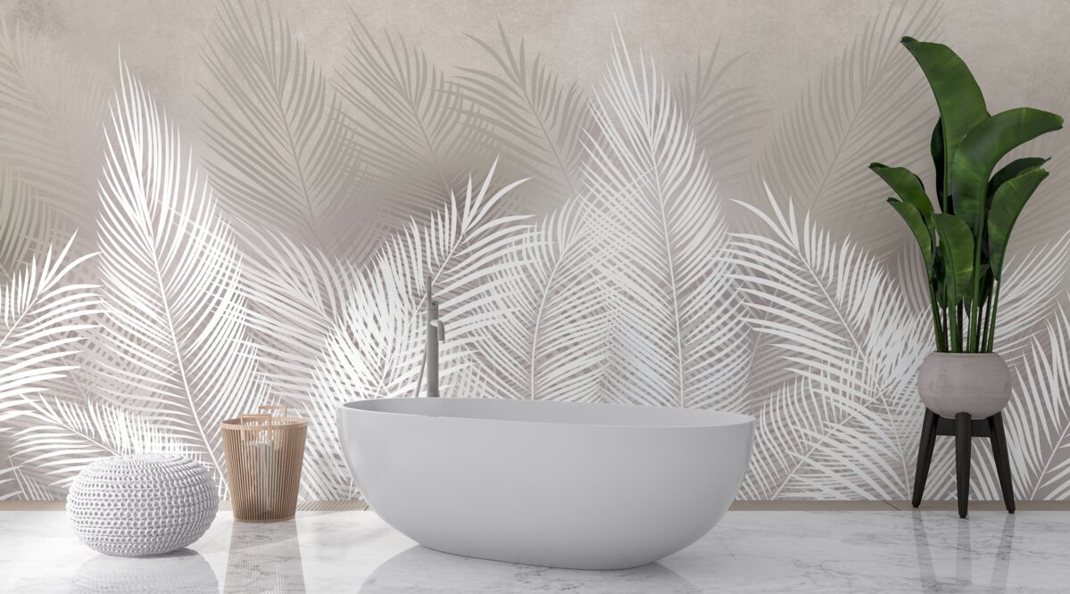 Fototapet frunze dense, albe ca zăpada, pinnate