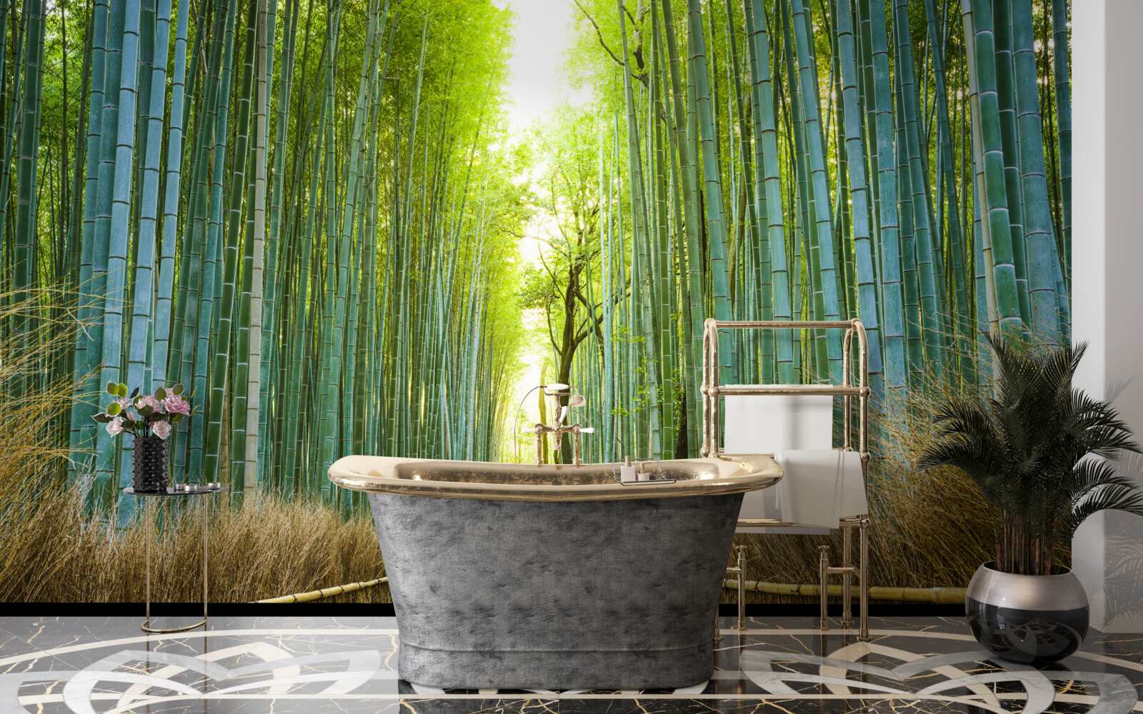 Fototapet Cărare printr-un tufiș dens de bambus