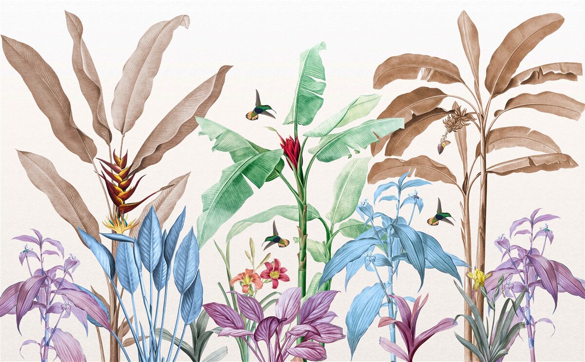 Fototapet acuarelă pădure tropicală