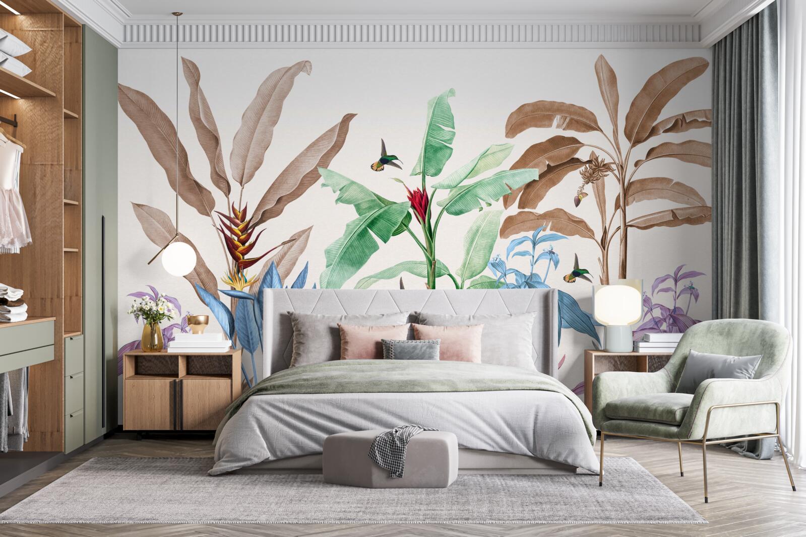 Fototapet acuarelă pădure tropicală