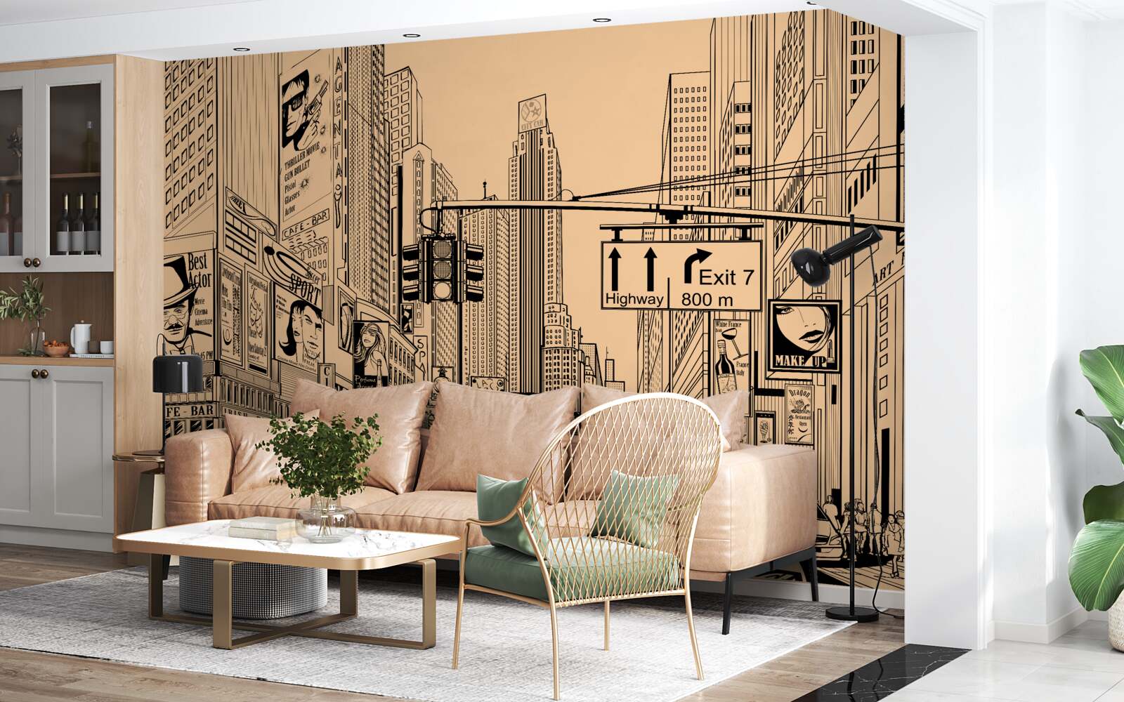 Fototapet time square desen pe hârtie în creion