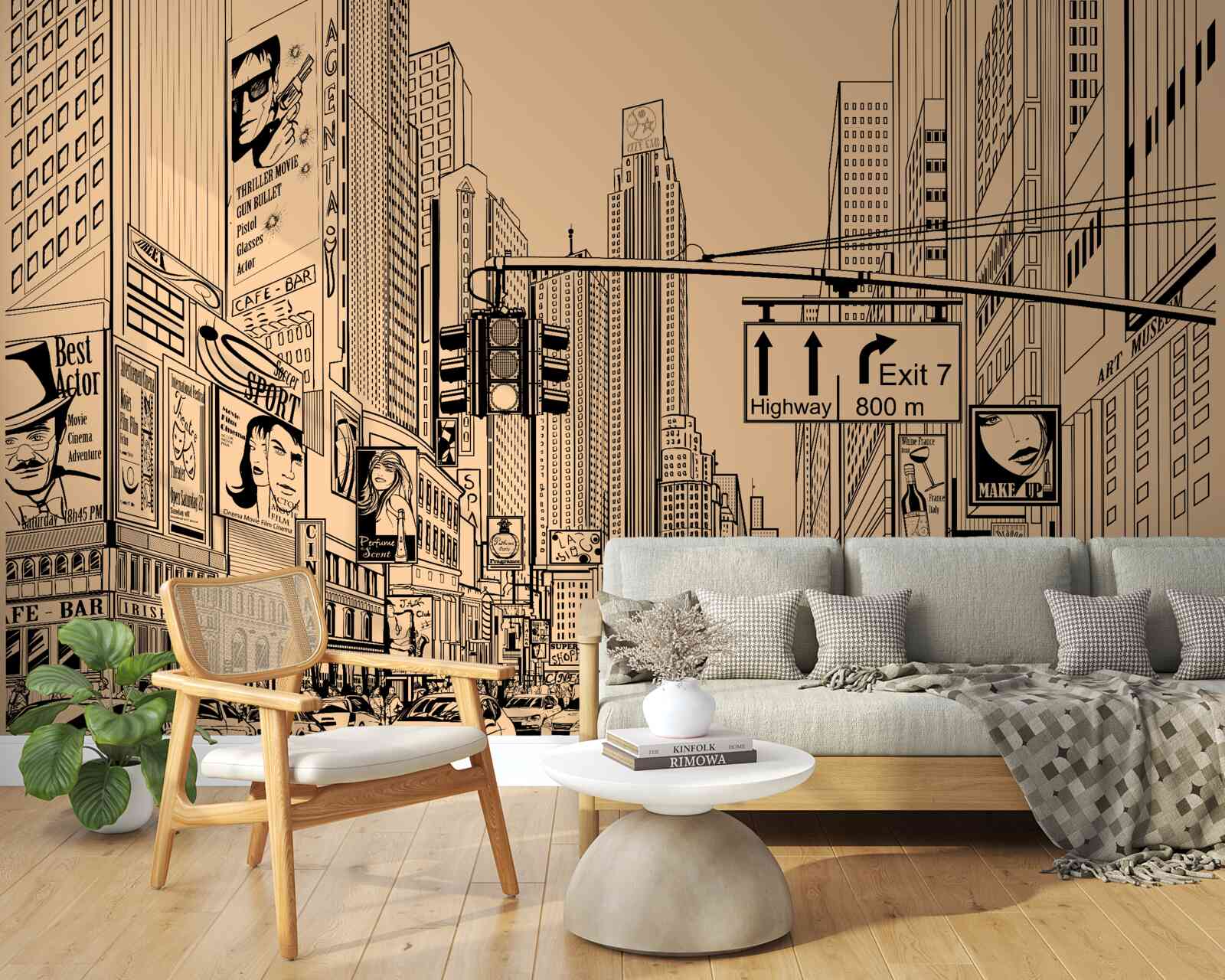 Fototapet time square desen pe hârtie în creion