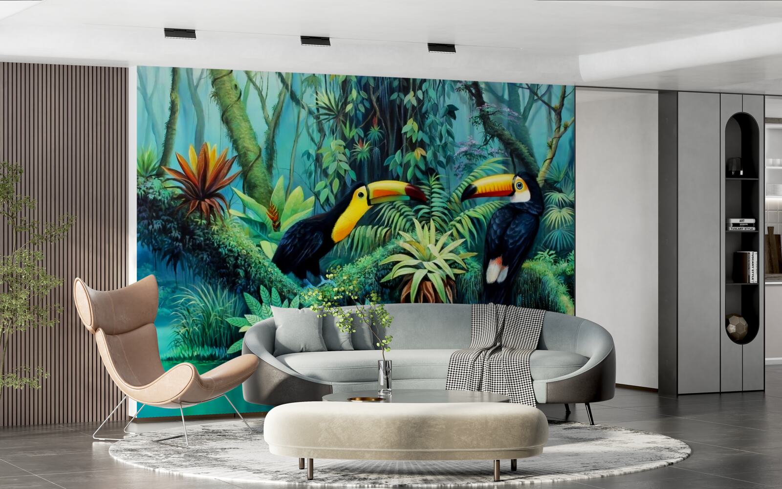 Fototapet pădure tropicală păsări faună