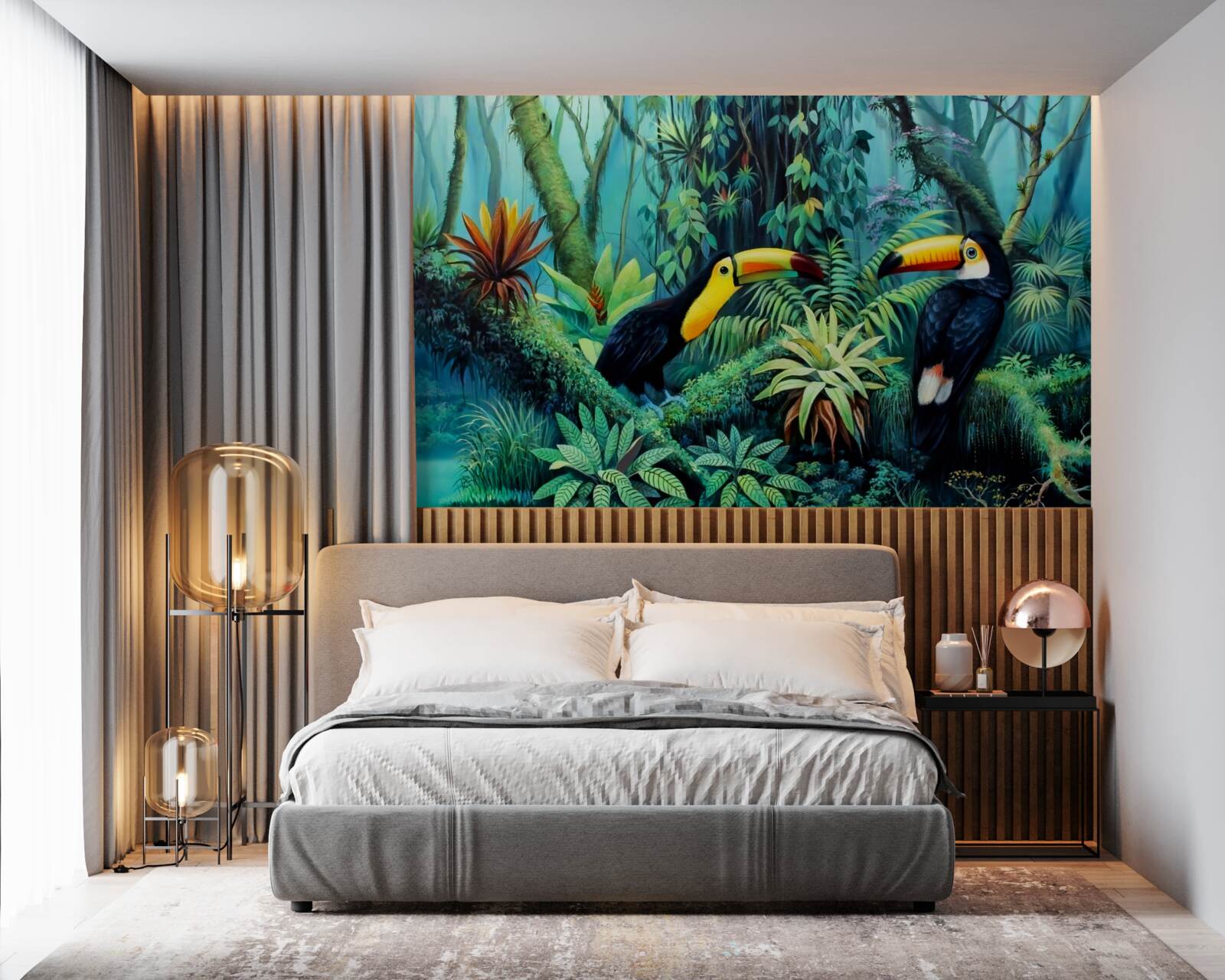 Fototapet pădure tropicală păsări faună