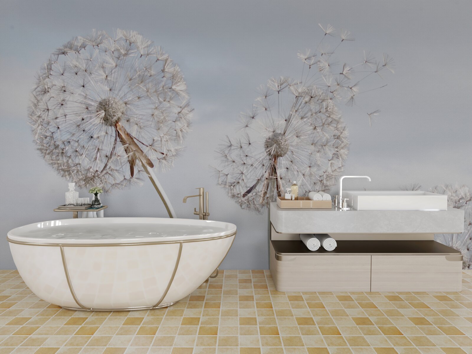 Fototapet vântul spulberă păpădiile