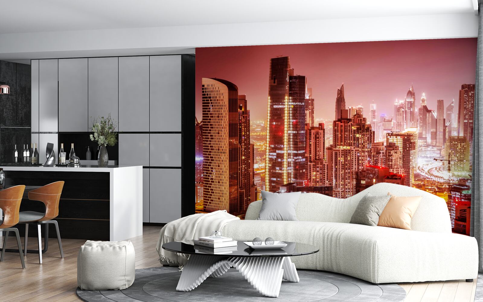 Fototapet agitația orașului în lumina nopții