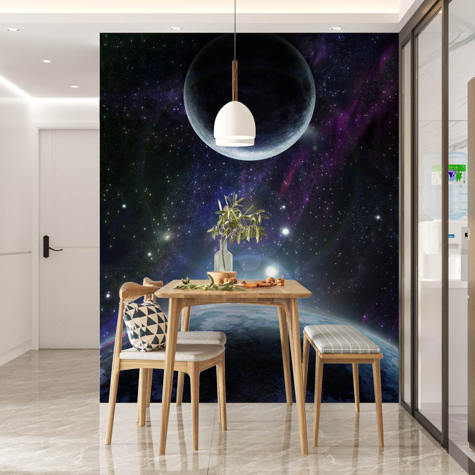 Fototapet Pământul și Luna sunt în spațiu