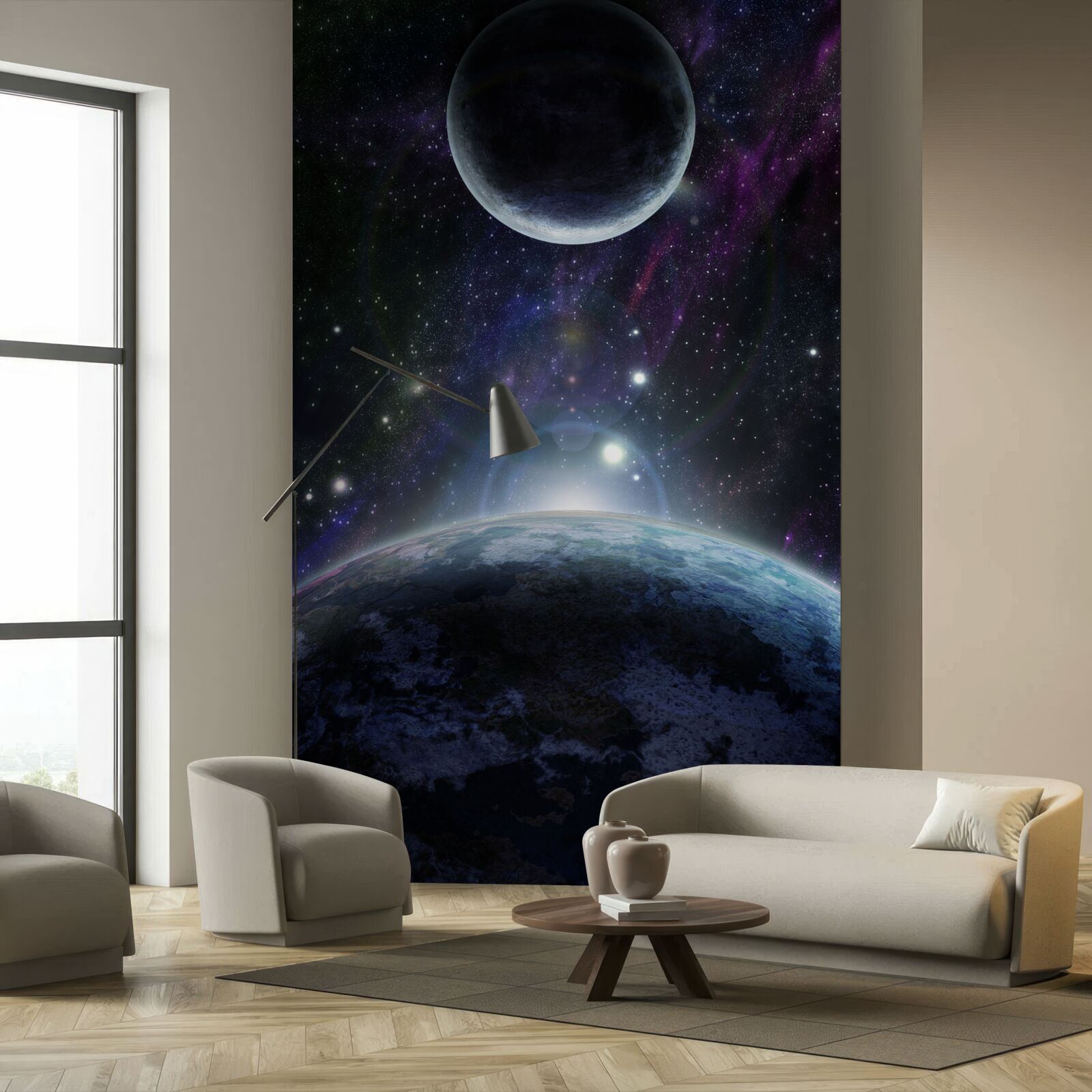 Fototapet Pământul și Luna sunt în spațiu