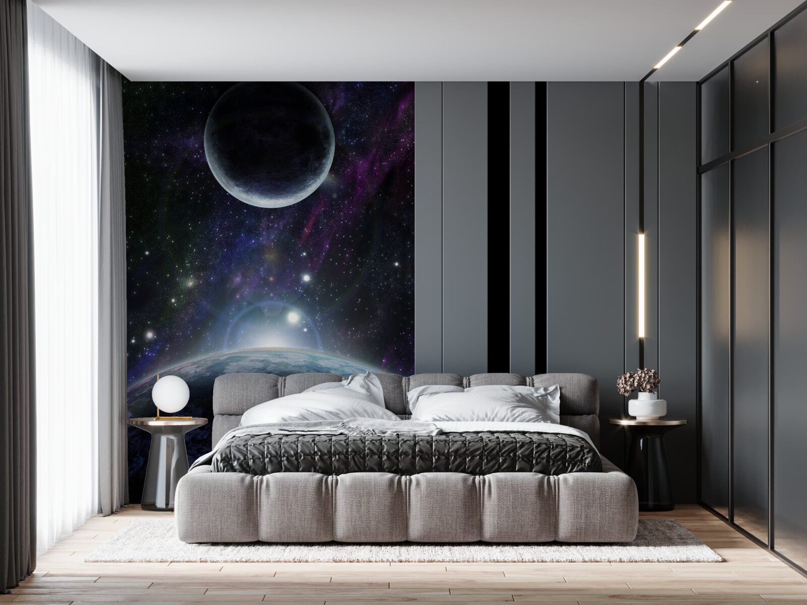 Fototapet Pământul și Luna sunt în spațiu