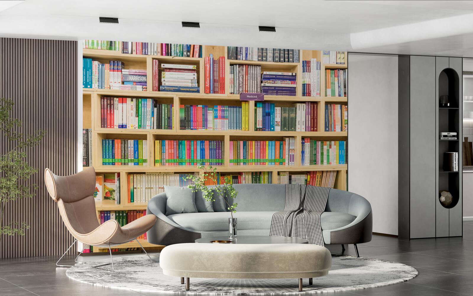 Fototapet volume în colecția de cărți de acasă