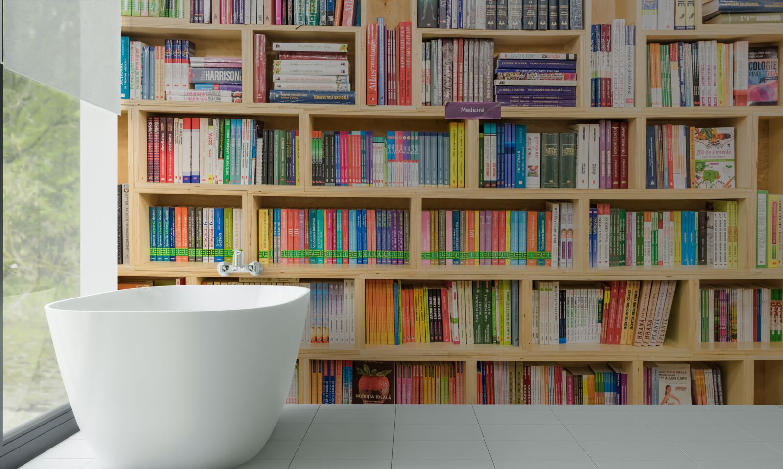 Fototapet volume în colecția de cărți de acasă