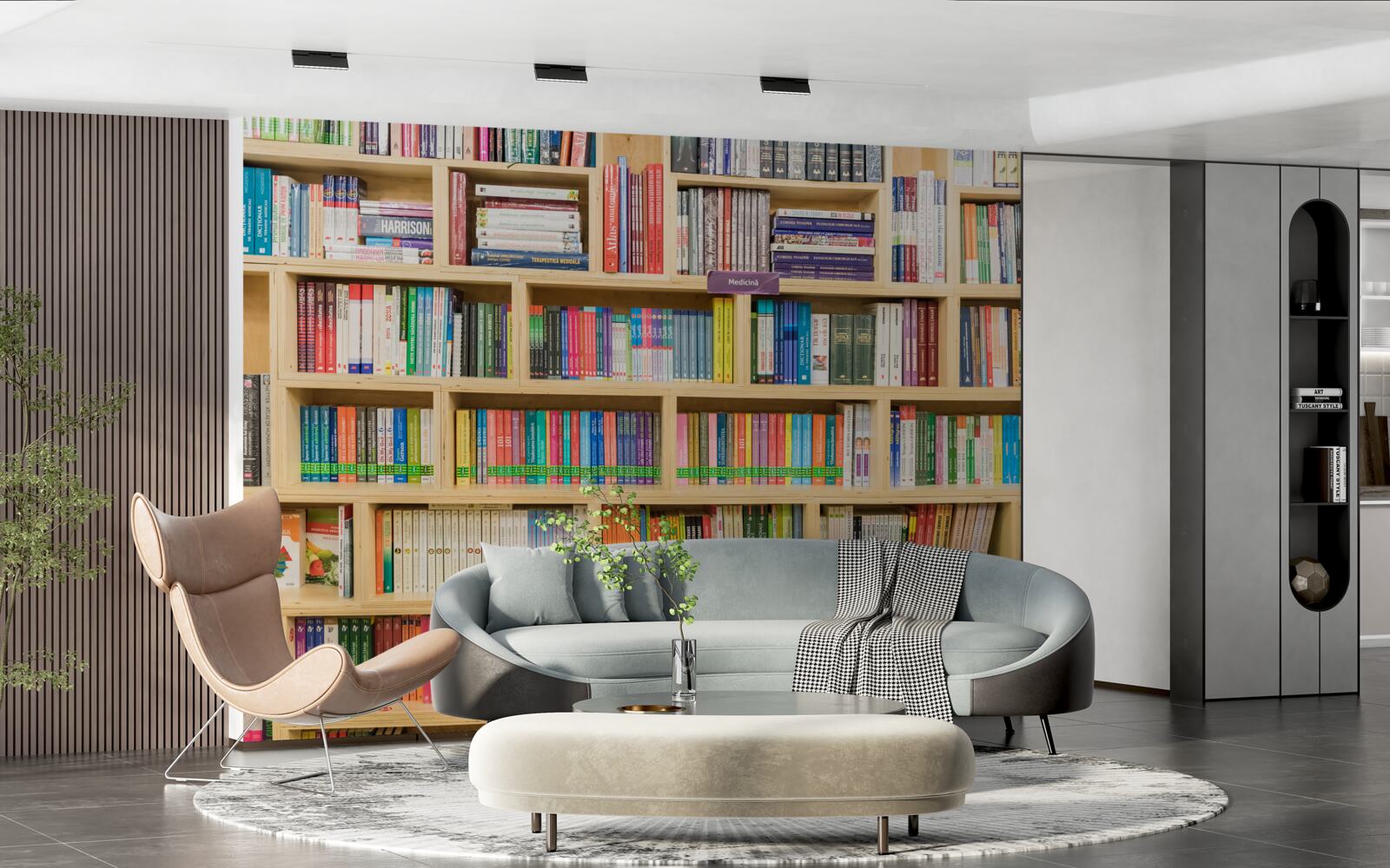 Fototapet volume în colecția de cărți de acasă