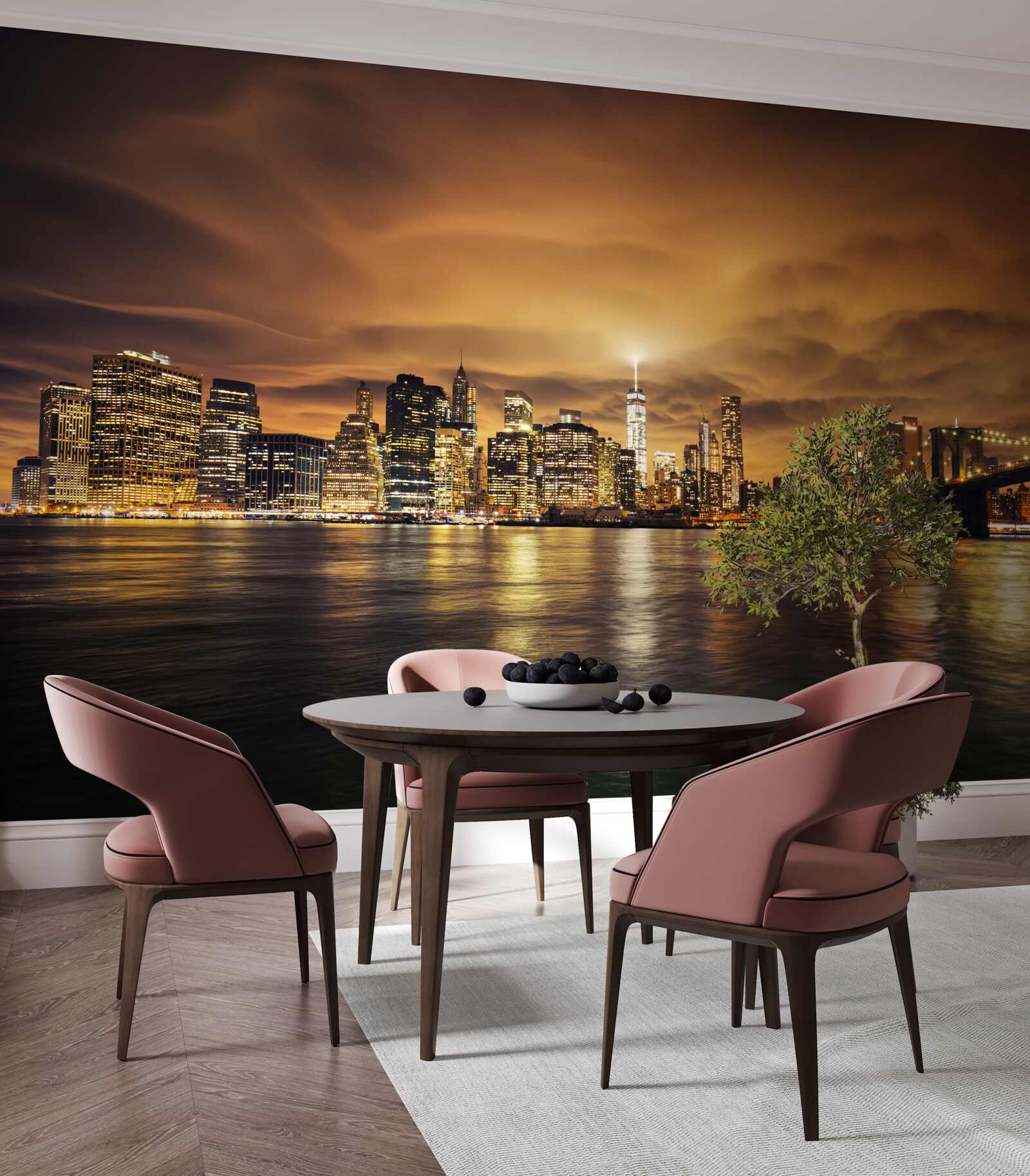 Fototapet apusul de soare luminează strălucirea lămpilor de noapte