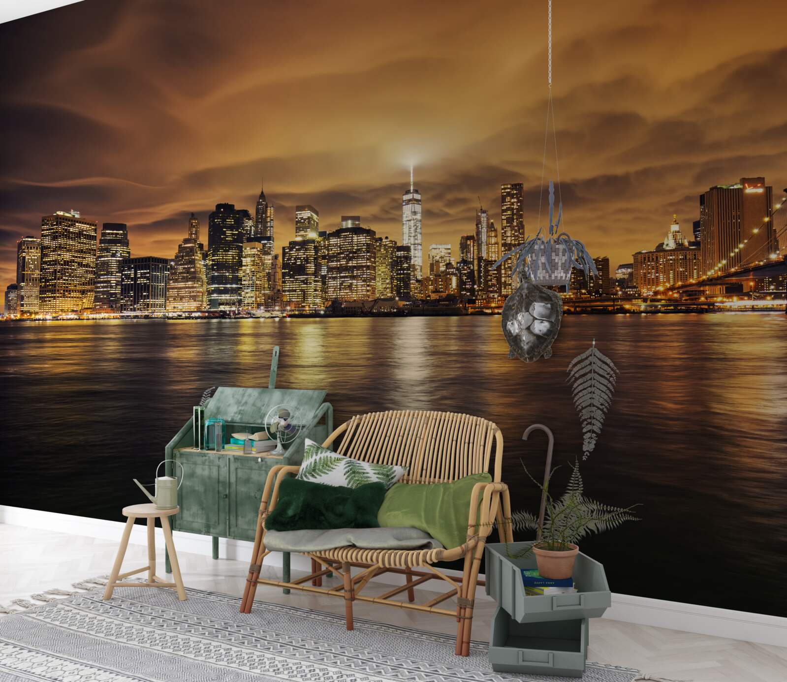 Fototapet apusul de soare luminează strălucirea lămpilor de noapte