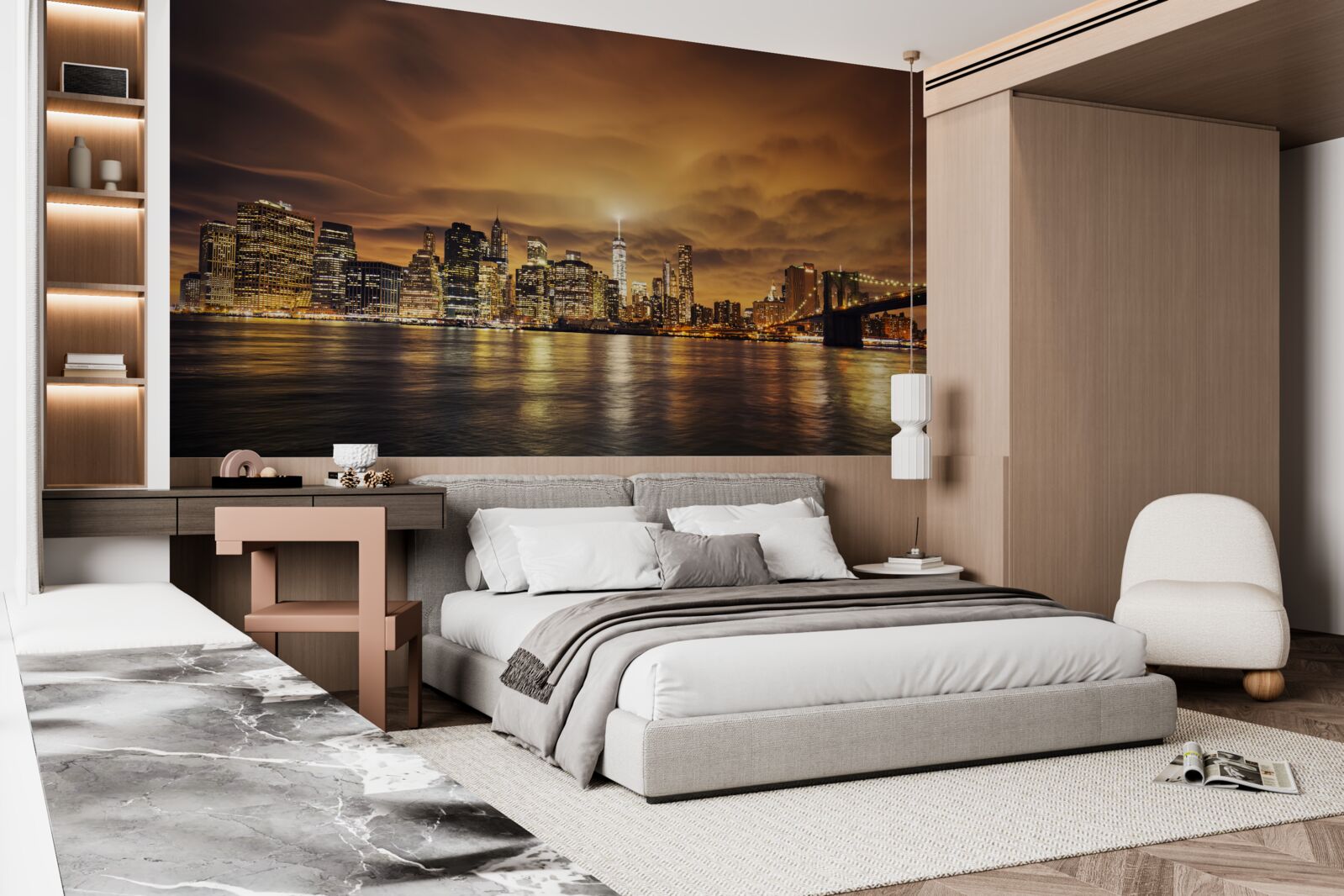 Fototapet apusul de soare luminează strălucirea lămpilor de noapte