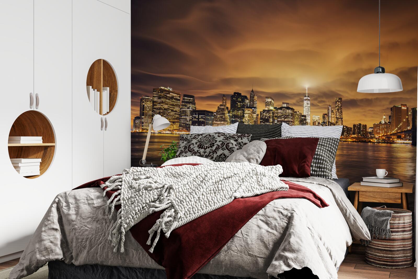 Fototapet apusul de soare luminează strălucirea lămpilor de noapte