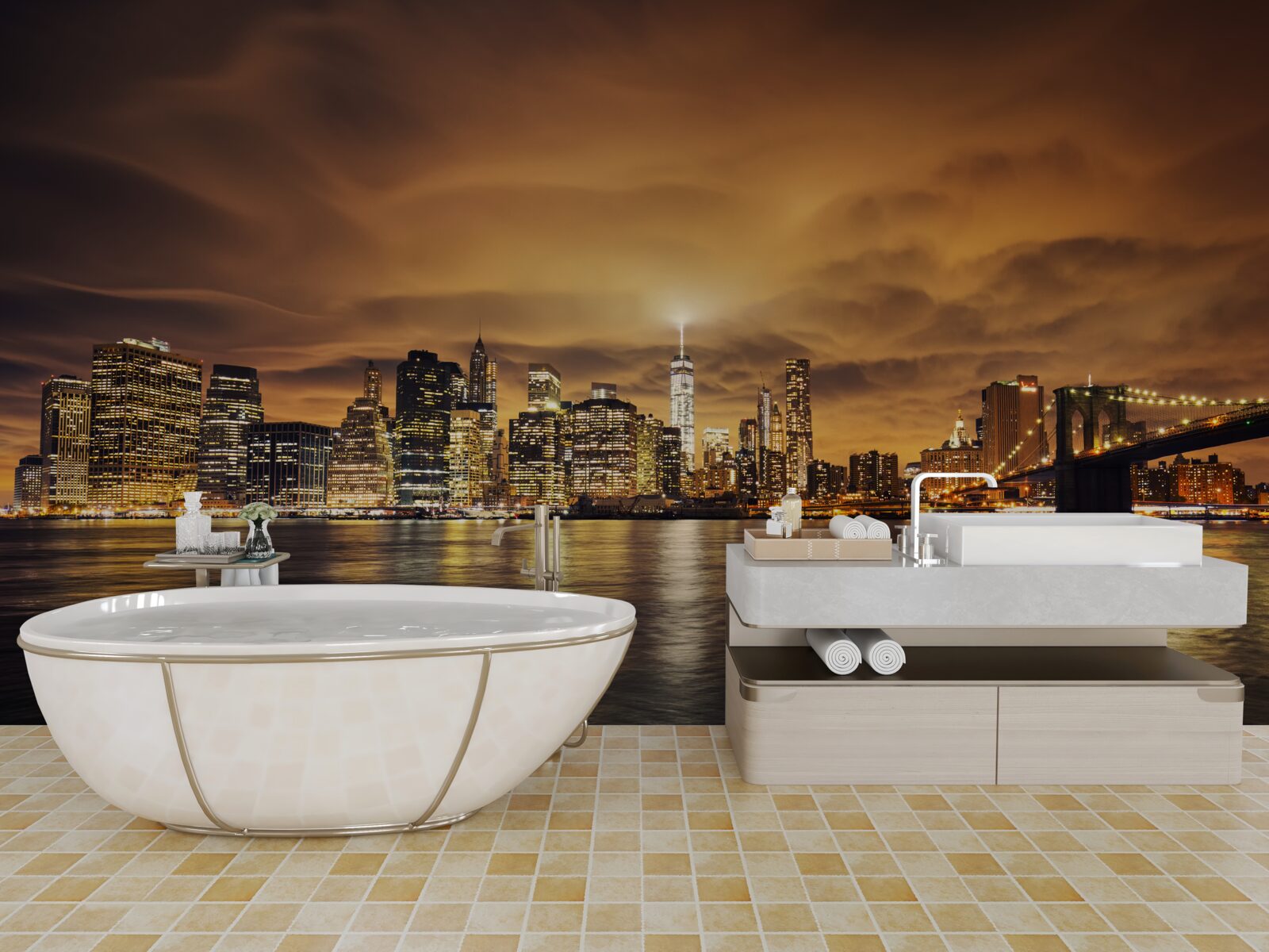 Fototapet apusul de soare luminează strălucirea lămpilor de noapte