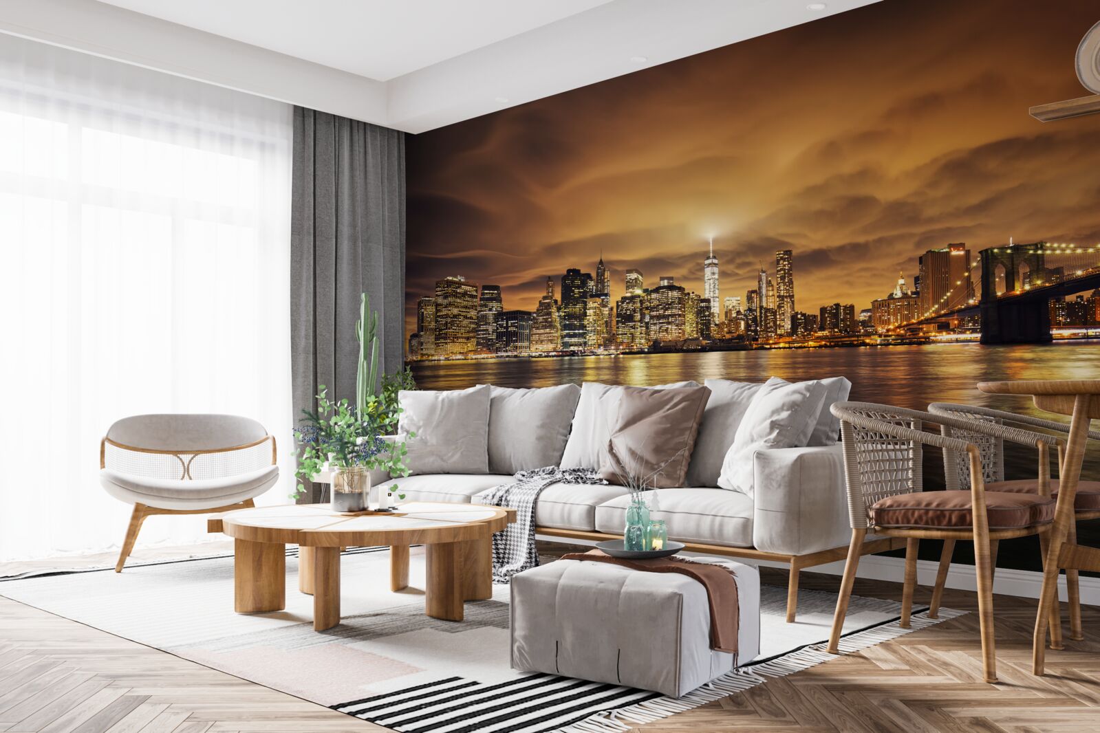 Fototapet apusul de soare luminează strălucirea lămpilor de noapte