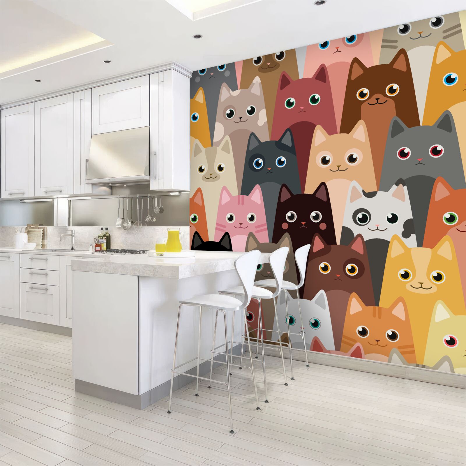 Fototapet o mulțime de pisici cu o mulțime de ochi