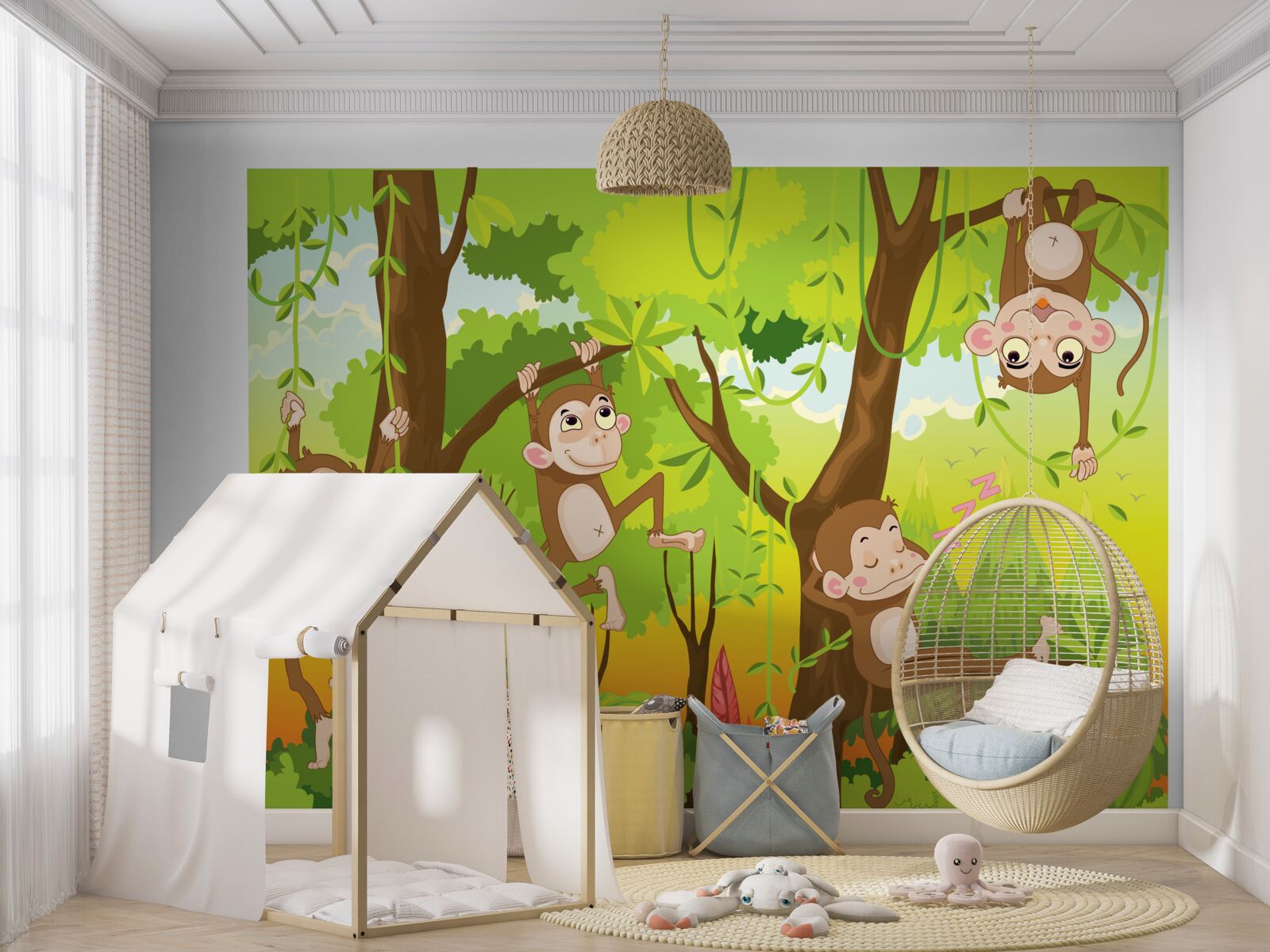 Fototapet maimuțele se urcă în copaci