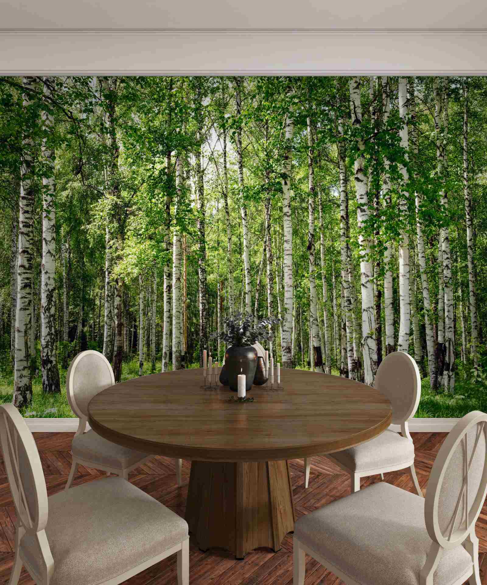 Fototapet livadă de mesteacăn subțire