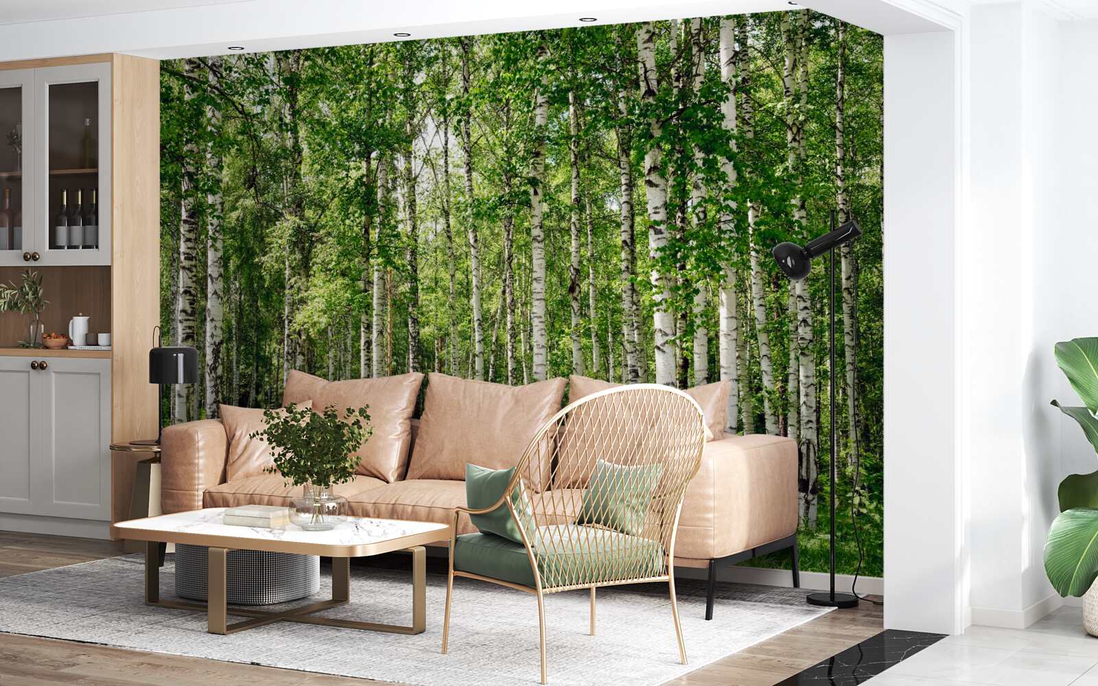 Fototapet livadă de mesteacăn subțire