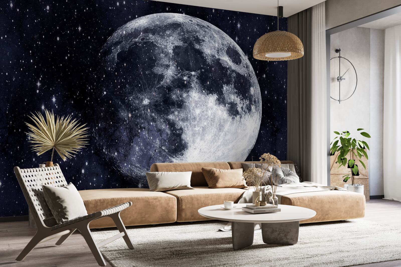 Fototapet o imagine mare a lunii este vizibilă printre stele