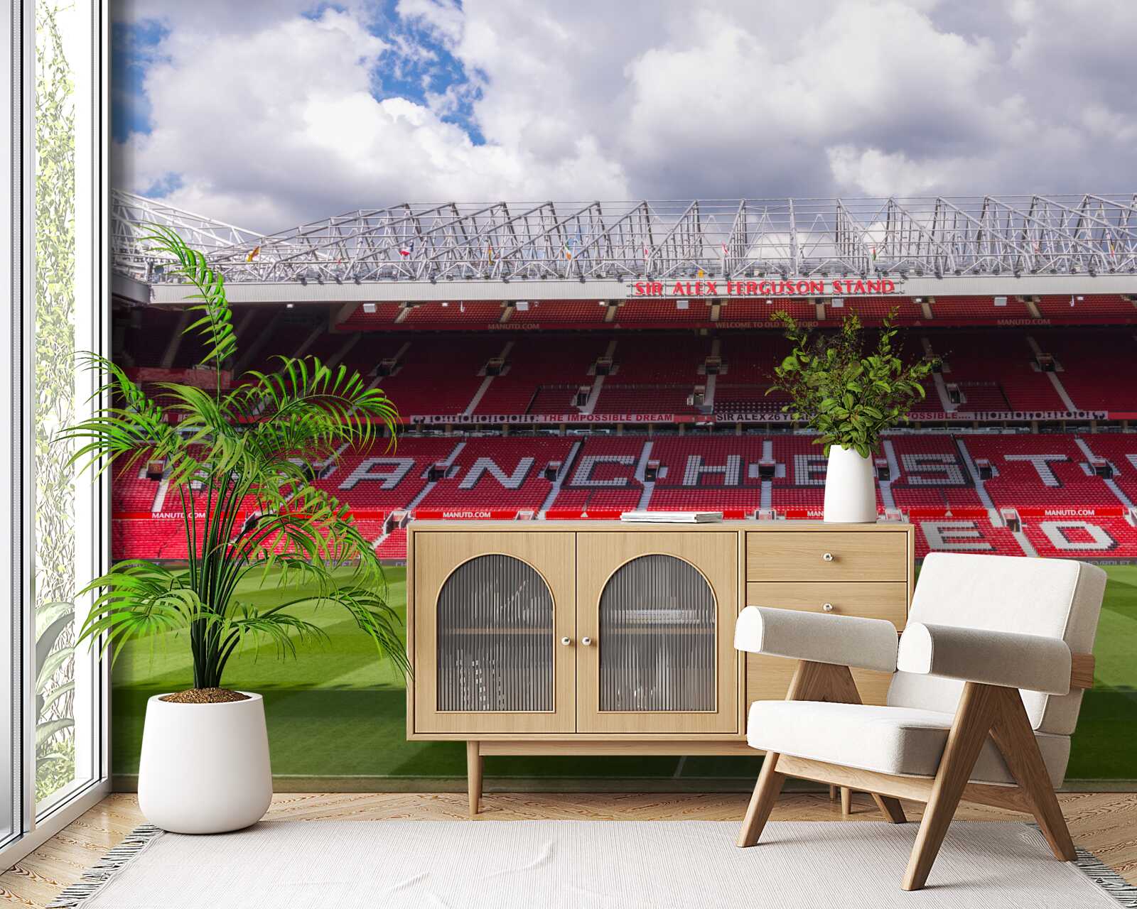 Fototapet teren de fotbal spațios și tribună uriașă