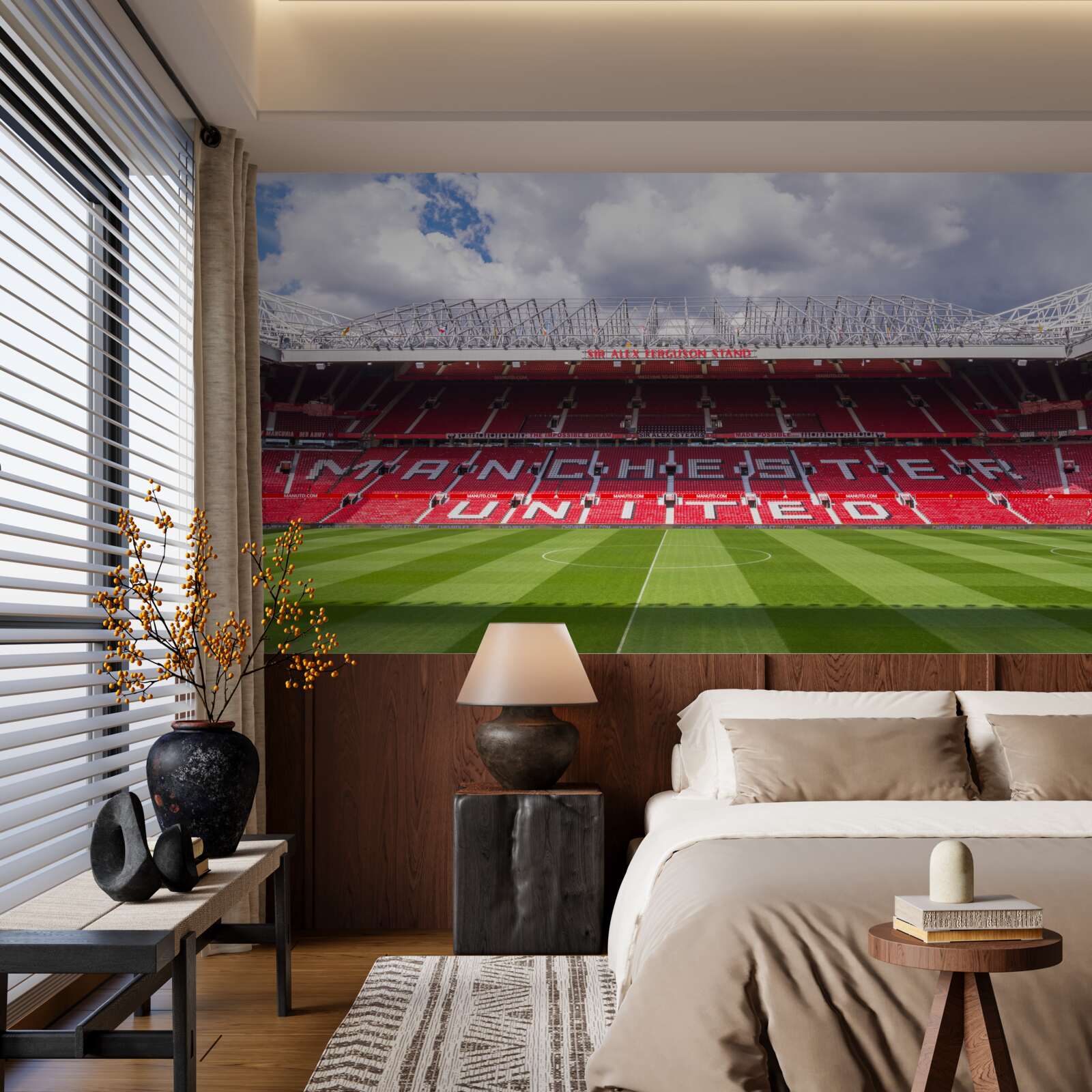 Fototapet teren de fotbal spațios și tribună uriașă