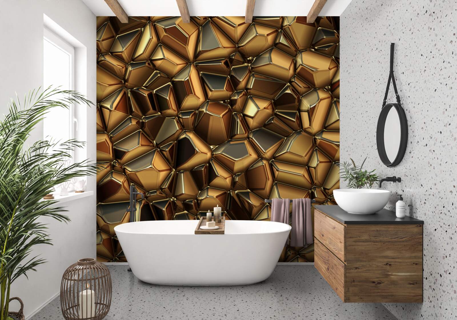 Fototapet poliedre de aur