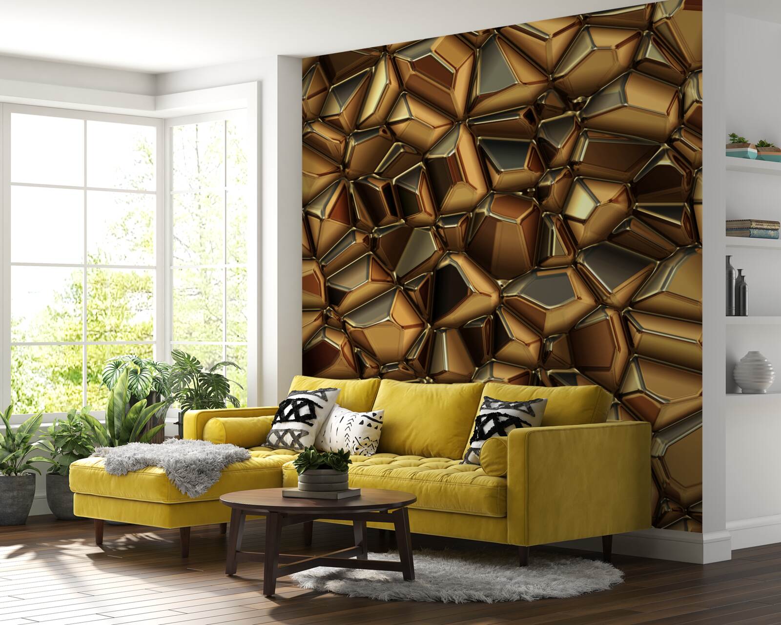 Fototapet poliedre de aur