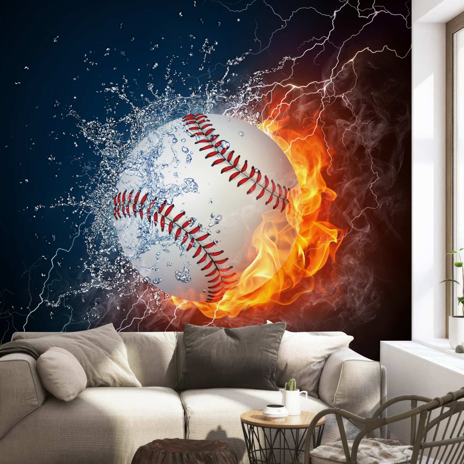 Fototapet o minge de foc cufundată în umbră