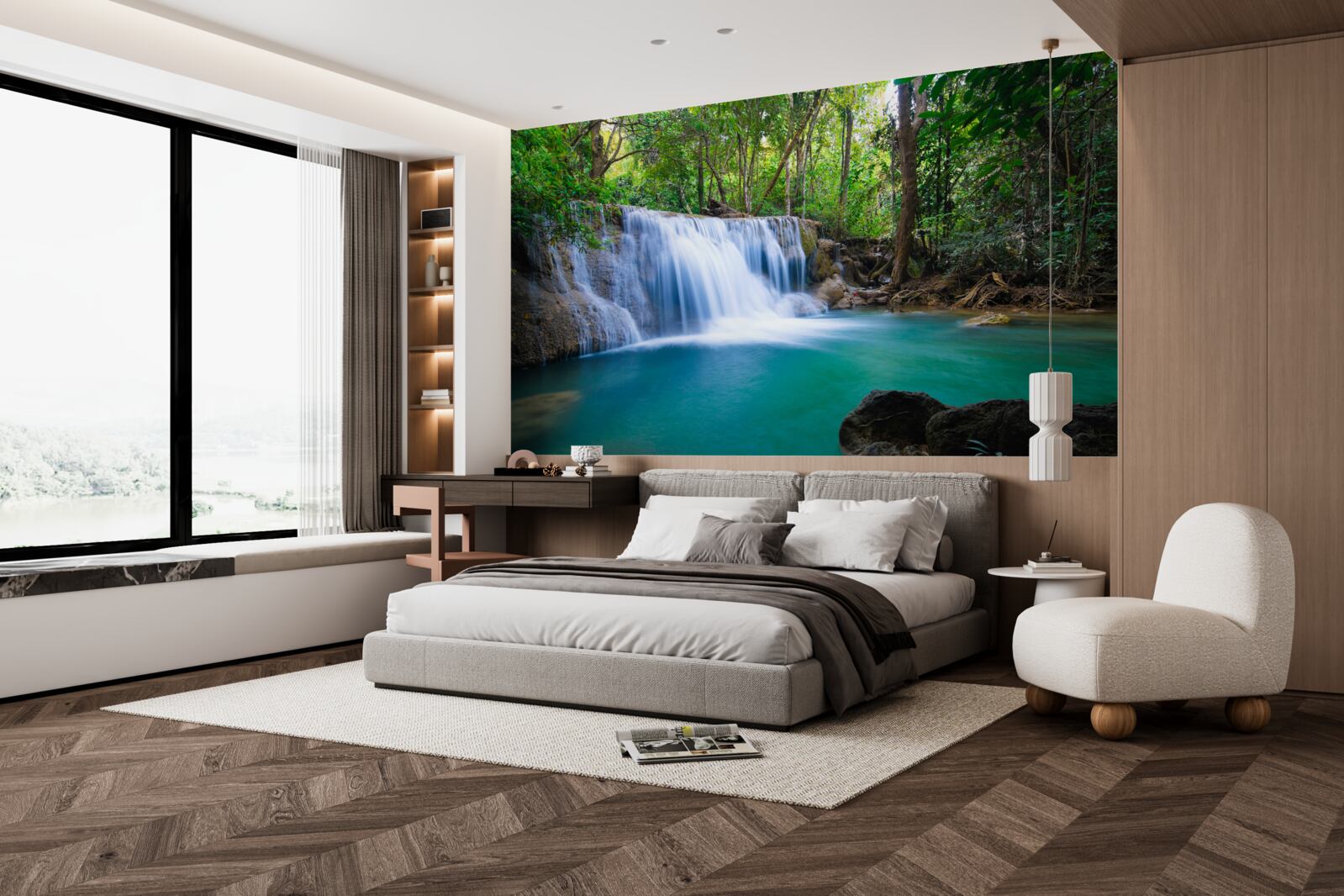 Fototapet apele uimitor de limpezi ale ochiului de apă din pădure