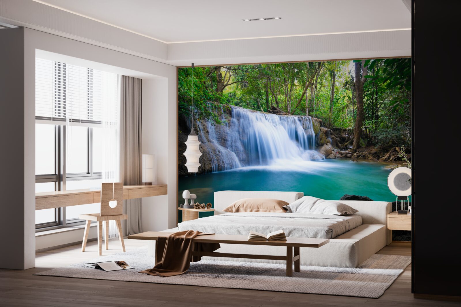 Fototapet apele uimitor de limpezi ale ochiului de apă din pădure