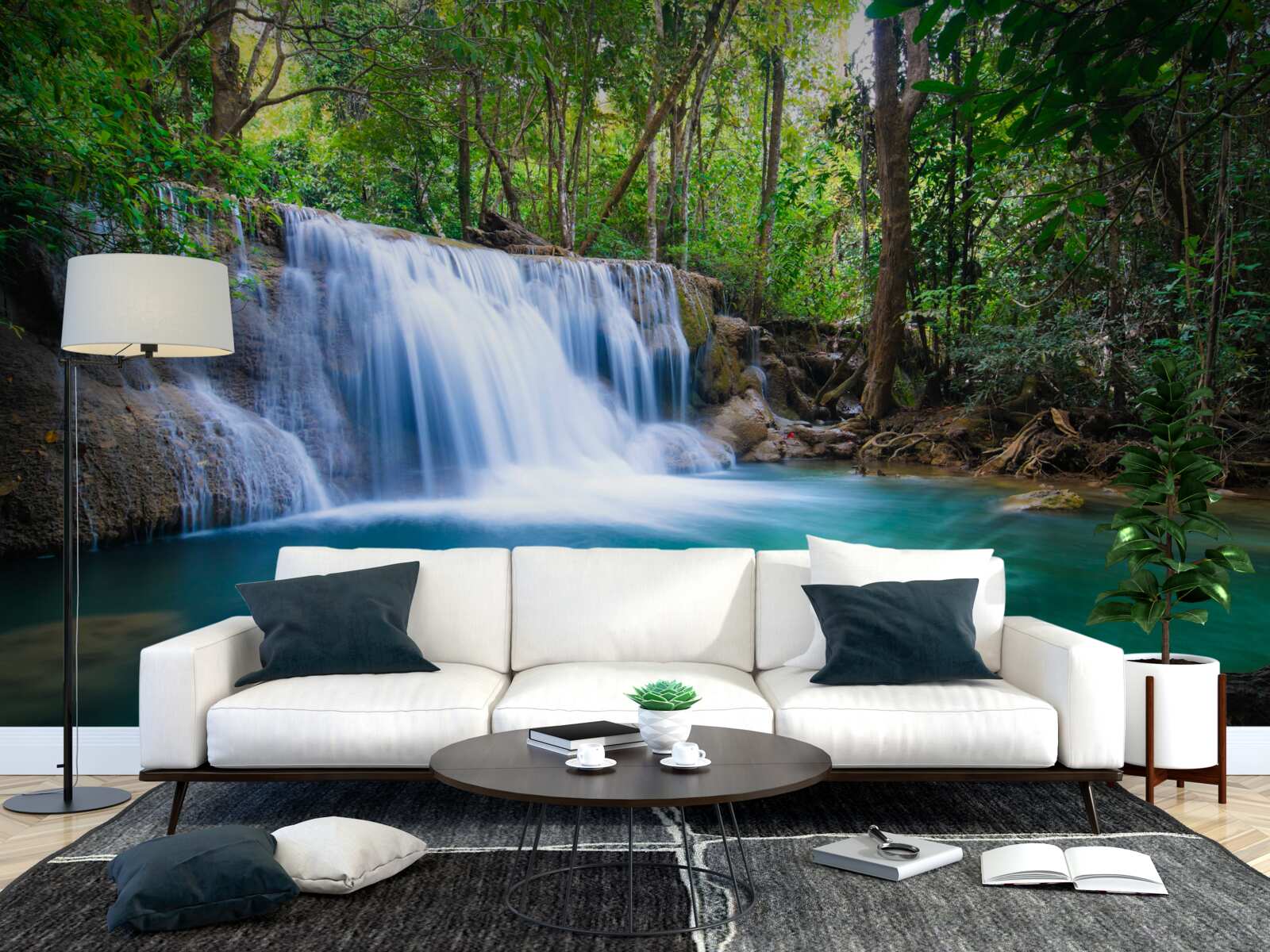 Fototapet apele uimitor de limpezi ale ochiului de apă din pădure