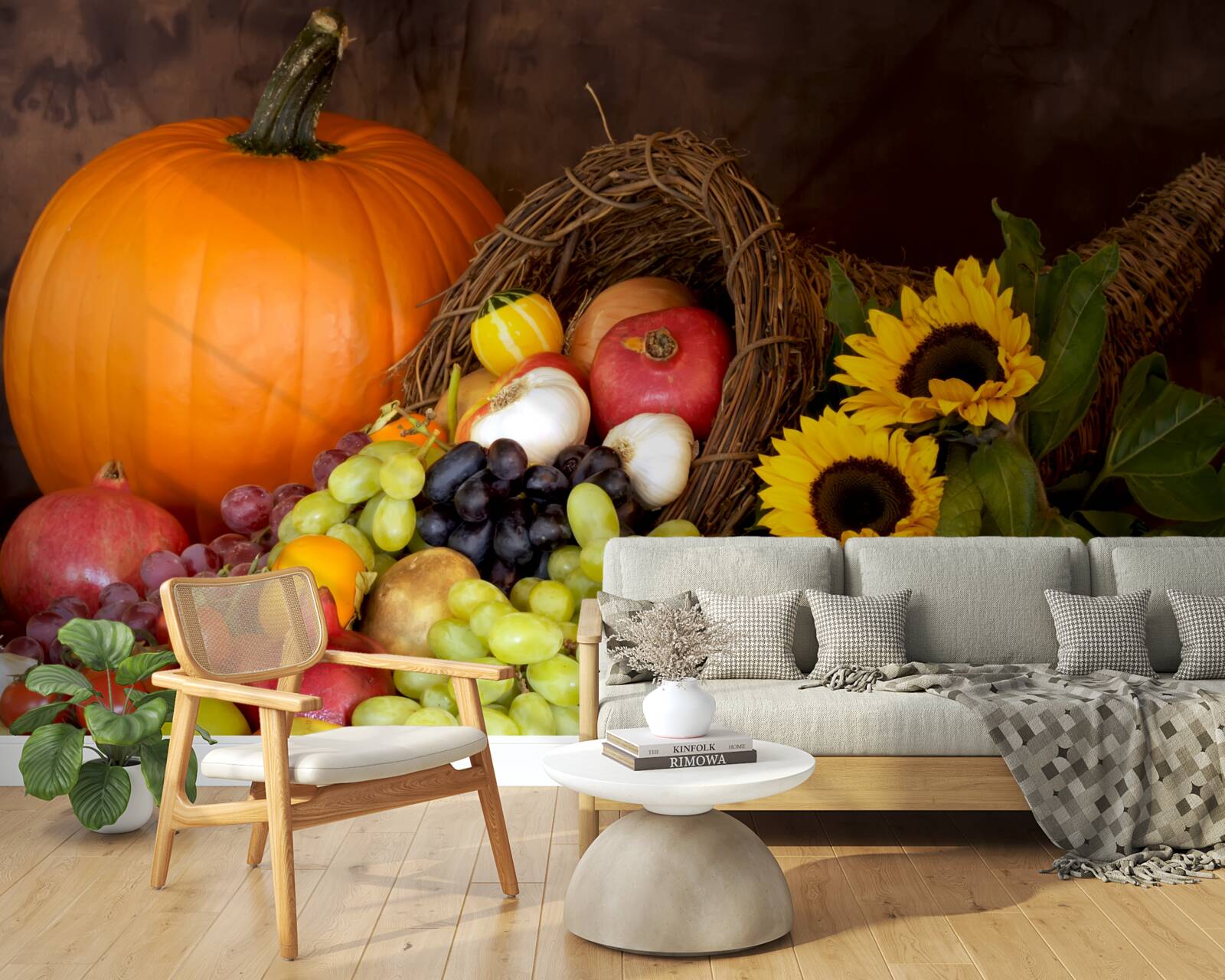 Fototapet compoziție din fructe și floarea-soarelui