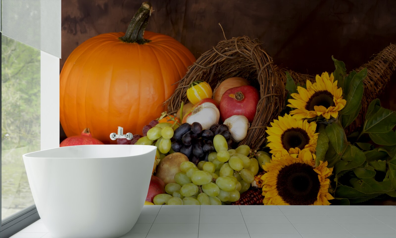 Fototapet compoziție din fructe și floarea-soarelui