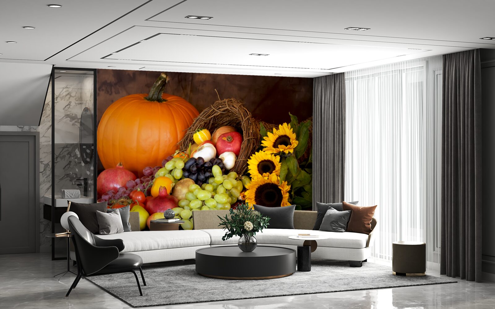 Fototapet compoziție din fructe și floarea-soarelui