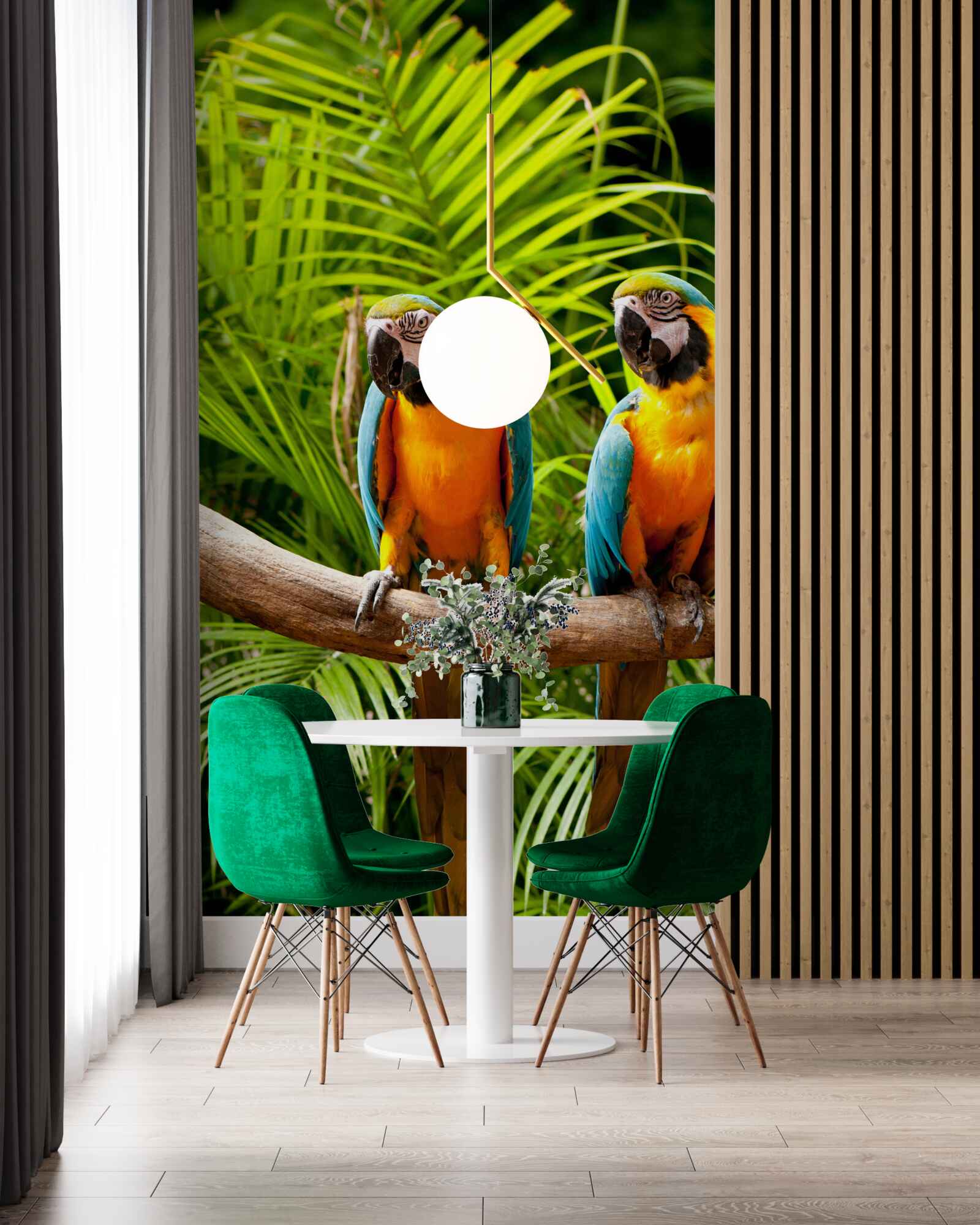 Fototapet două ares așezate pe ramuri de palmier