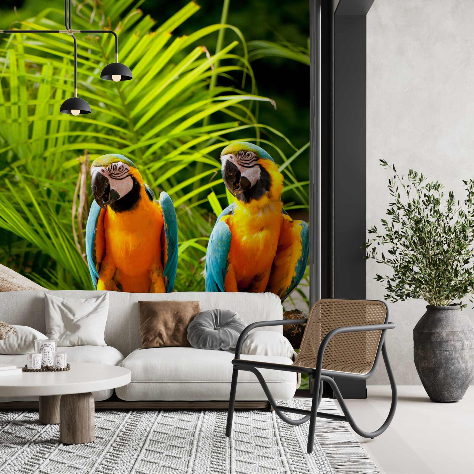 Fototapet două ares așezate pe ramuri de palmier