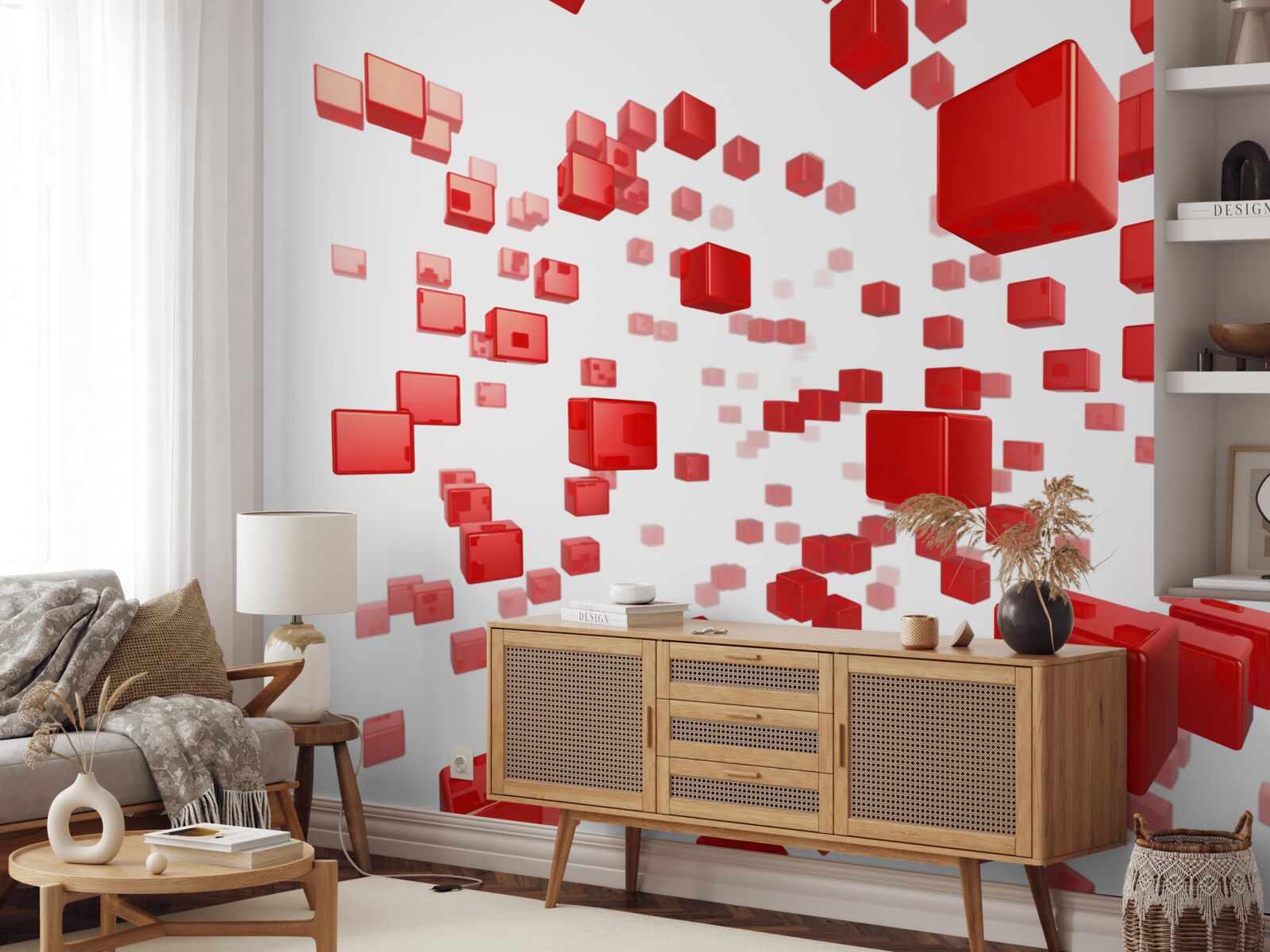 Fototapet creșterea pătratelor roșii strălucitoare