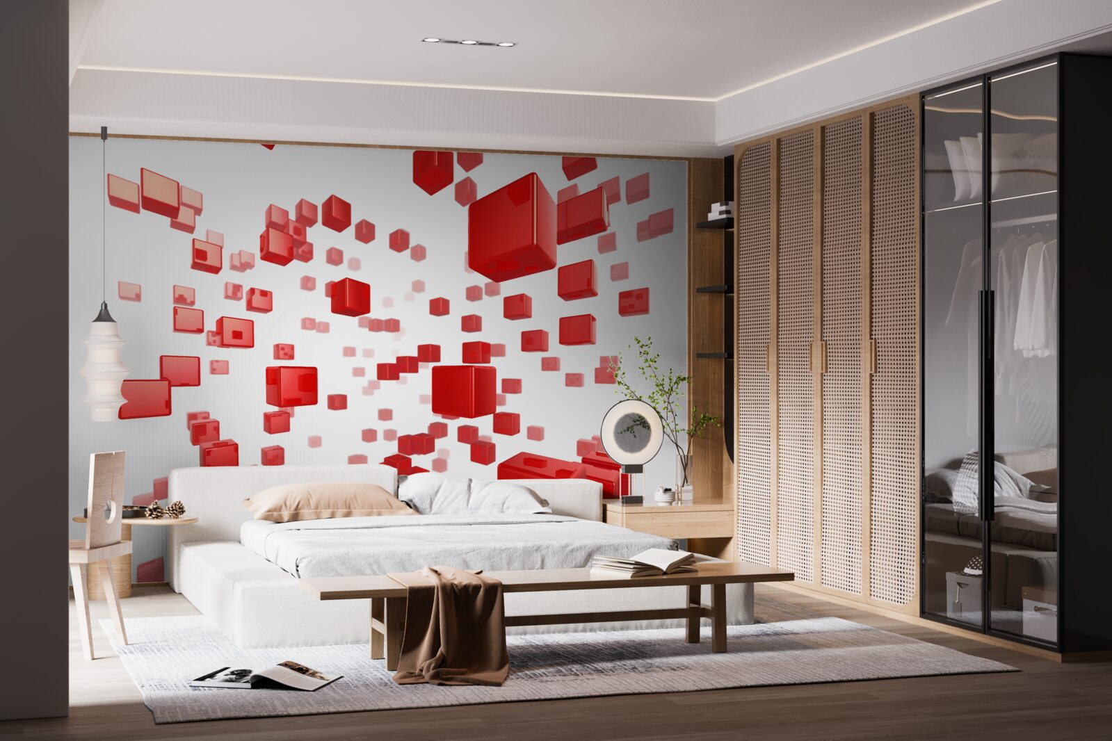 Fototapet creșterea pătratelor roșii strălucitoare