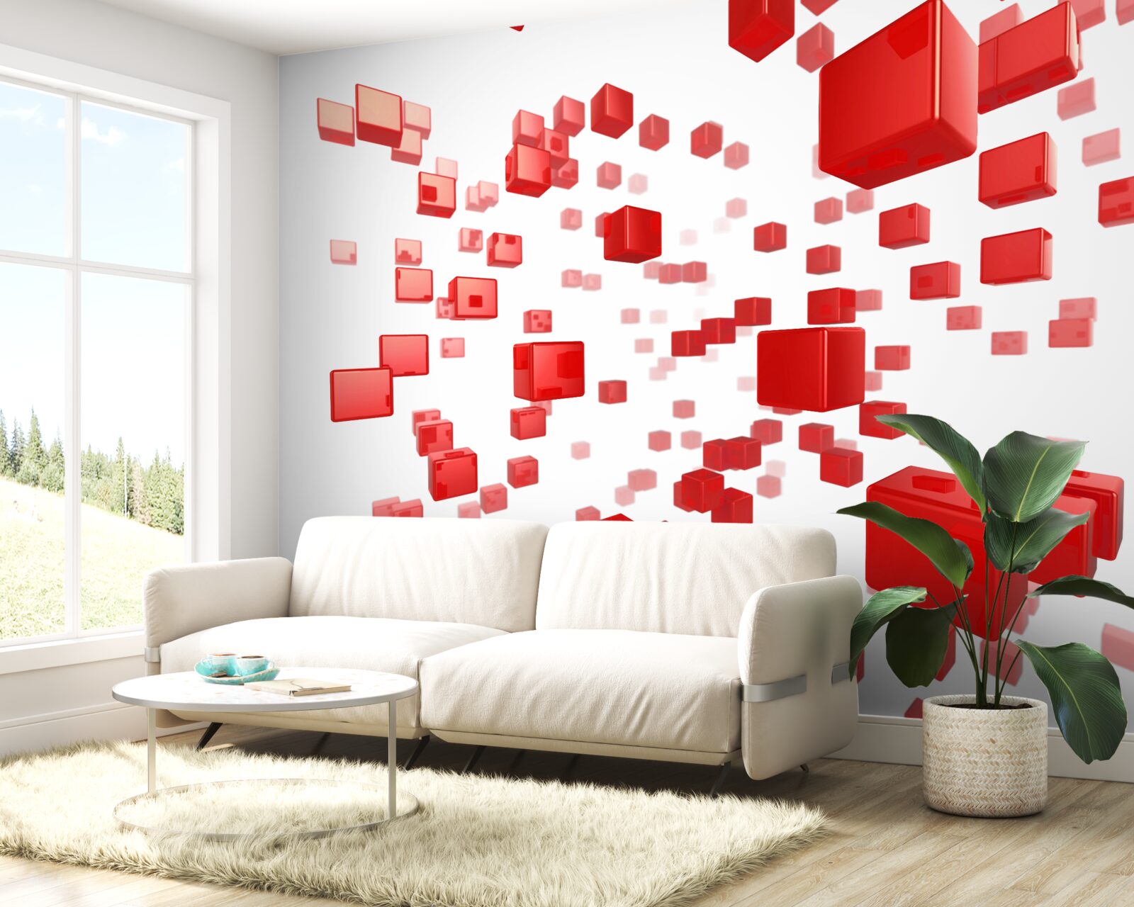 Fototapet creșterea pătratelor roșii strălucitoare