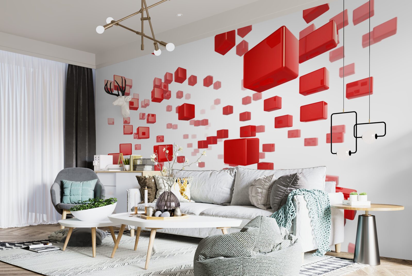 Fototapet creșterea pătratelor roșii strălucitoare