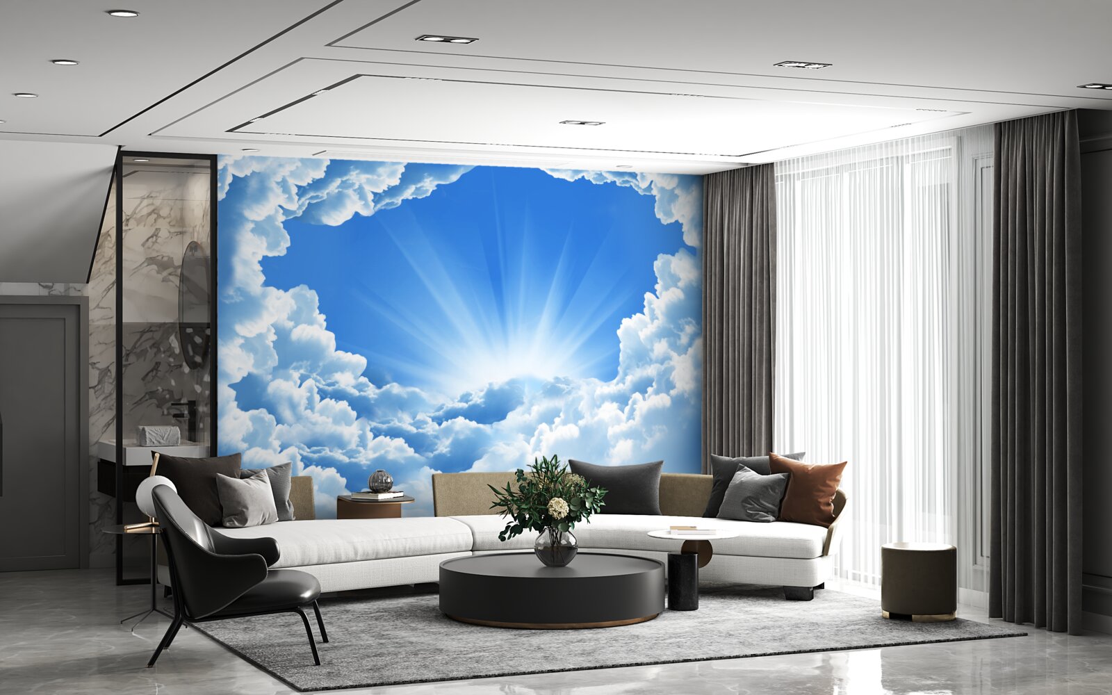 Fototapet dimineața răsare în spatele norilor