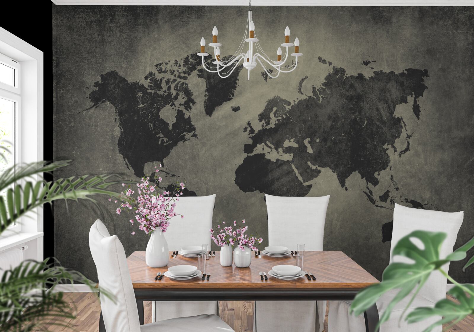 Fototapet siluete de țări pe un zid de beton